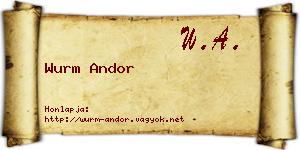 Wurm Andor névjegykártya